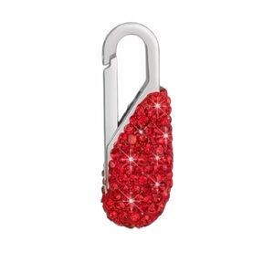 Red Crystal-Embellished Carabiner Keychain/Zipper Pull New